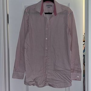 Perry Ellis pink dotted dress shirt, great quality! Just needs ironing